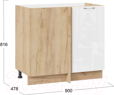 Шкаф под мойку ТриЯ Весна 1Н9У (дуб крафт золотой/белый глянец)