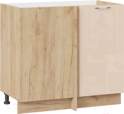 Шкаф под мойку ТриЯ Весна 1Н9У (дуб крафт золотой/ваниль глянец) - фото