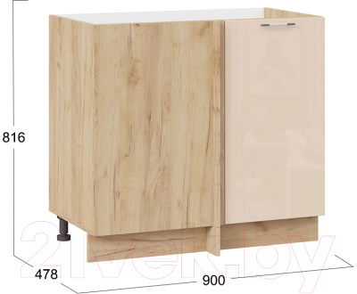 Шкаф под мойку ТриЯ Весна 1Н9У (дуб крафт золотой/ваниль глянец)