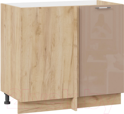 Шкаф под мойку ТриЯ Весна 1Н9У (дуб крафт золотой/кофе с молоком) - фото