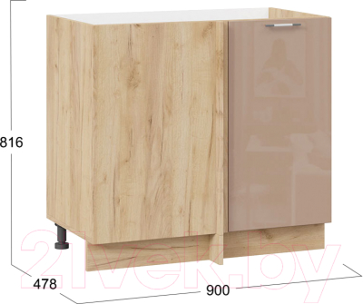 Шкаф под мойку ТриЯ Весна 1Н9У (дуб крафт золотой/кофе с молоком)