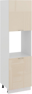 Шкаф-пенал кухонный ТриЯ Весна 1П6 (белый/ваниль глянец) - фото