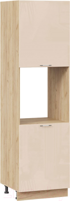 Шкаф-пенал кухонный ТриЯ Весна 1П6 (дуб крафт золотой/ваниль глянец) - фото