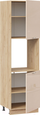 Шкаф-пенал кухонный ТриЯ Весна 1П6 (дуб крафт золотой/ваниль глянец)