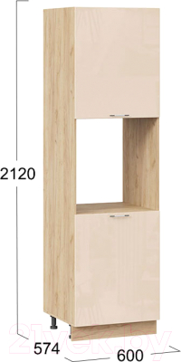 Шкаф-пенал кухонный ТриЯ Весна 1П6 (дуб крафт золотой/ваниль глянец)