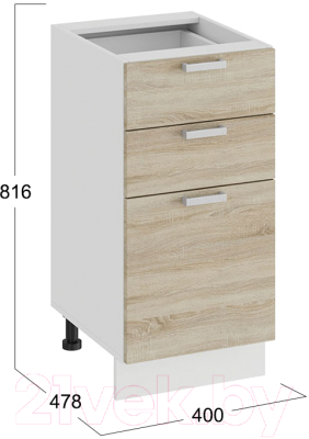 Шкаф-стол кухонный ТриЯ Гранита 1Н4Я3 (белый/дуб сонома)