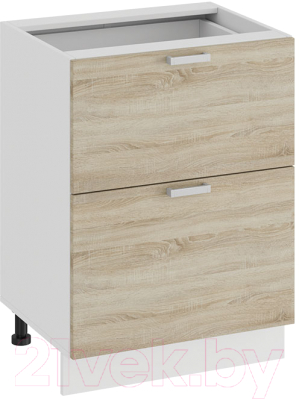 Шкаф-стол кухонный ТриЯ Гранита 1Н6Я2 (белый/дуб сонома) - фото