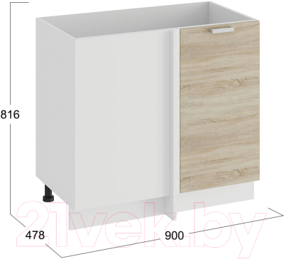 Шкаф под мойку ТриЯ Гранита 1Н9У (белый/дуб сонома)
