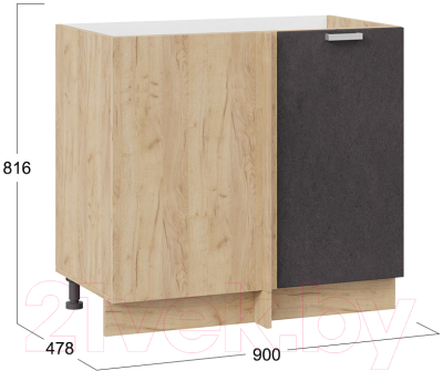 Шкаф под мойку ТриЯ Гранита 1Н9У (дуб крафт золотой/бетон графит)