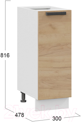 Шкаф-стол кухонный ТриЯ Детройт 1Н3 (белый/дуб крафт золотой)