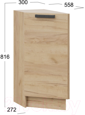 Шкаф-стол кухонный ТриЯ Детройт 1Н3Т (дуб крафт золотой)