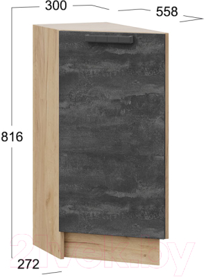 Шкаф-стол кухонный ТриЯ Детройт 1Н3Т (дуб крафт золотой/угольный камень)