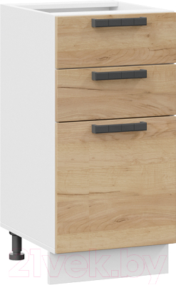 Шкаф-стол кухонный ТриЯ Детройт 1Н4Я3 (белый/дуб крафт золотой) - фото