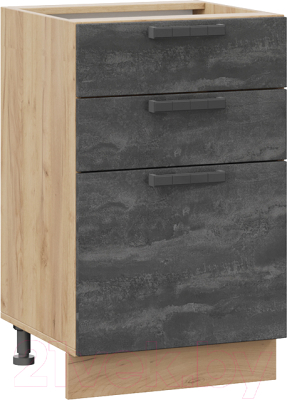 Шкаф-стол кухонный ТриЯ Детройт 1Н5Я3 (дуб крафт золотой/угольный камень) - фото