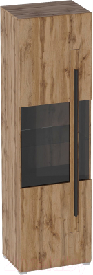 Шкаф с витриной Мебельград Ницца 1 дв (дуб вотан) - фото