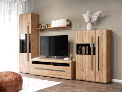 Шкаф с витриной Мебельград Ницца 1 дв (дуб вотан)