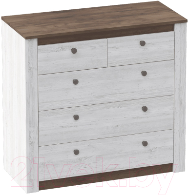 Комод Мебельград Даллас 5ящ (дуб винтерберг/таксония) - фото