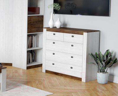 Комод Мебельград Даллас 5ящ (дуб винтерберг/таксония)