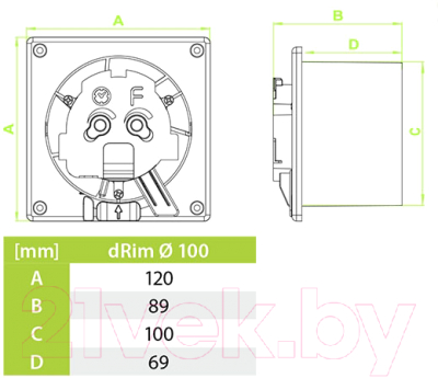 Вентилятор накладной AirRoxy dRim 01-061