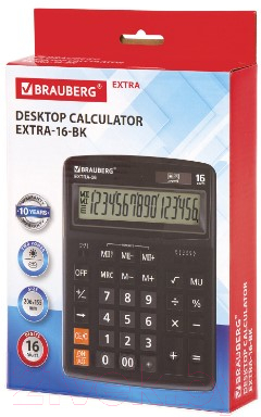 Калькулятор Brauberg Extra-16-BK / 250475