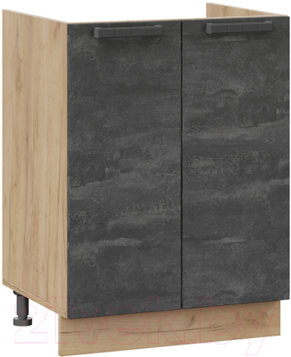 Шкаф под мойку ТриЯ Детройт 1Н6М (дуб крафт золотой/угольный камень) - фото