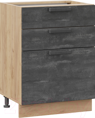 Шкаф-стол кухонный ТриЯ Детройт 1Н6Я3 (дуб крафт золотой/угольный камень) - фото