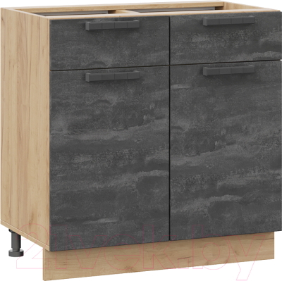 Шкаф-стол кухонный ТриЯ Детройт 1Н8Я1 (дуб крафт золотой/угольный камень) - фото