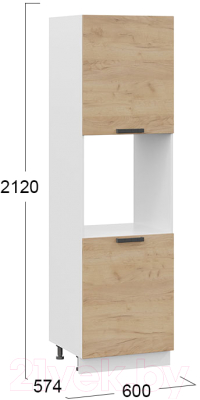 Шкаф-пенал кухонный ТриЯ Детройт 1П6 (белый/дуб крафт золотой)