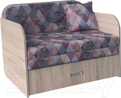 Диван Анмикс Кейт (ЛДСП дуб санома/принт Inkanto Vision) - фото