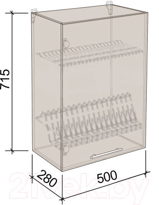 Шкаф навесной для кухни Артём-Мебель СН-114.81 (500) (ДСП бетон спаркс лайт)