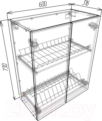 Шкаф навесной для кухни Eligard Urban ШНС2 60/73