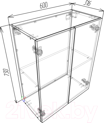 Шкаф навесной для кухни Eligard Urban ШН2 60/73 (белый)