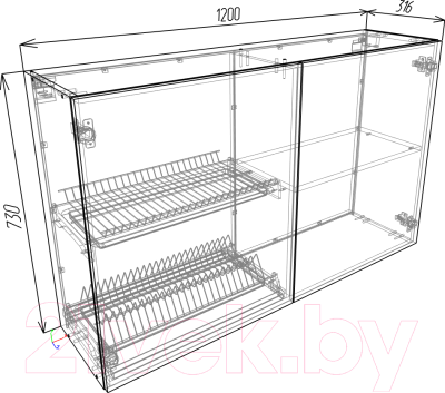 Шкаф навесной для кухни Eligard Urban ШНС2 120/73 (белый)
