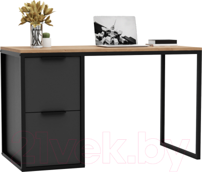 Письменный стол Crafto Курт Лофт 02 120x60x75 (графит/дуб) - фото