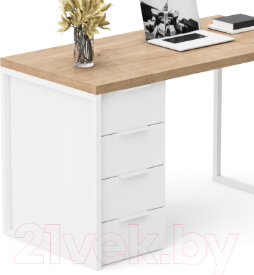 Письменный стол Crafto Кихот Лофт 01 120x60x75 (белый/дуб)