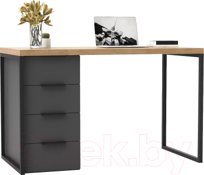 Письменный стол Crafto Кихот Лофт 02 120x60x75 (графит/дуб) - фото