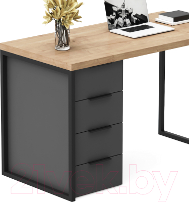 Письменный стол Crafto Кихот Лофт 02 120x60x75 (графит/дуб)