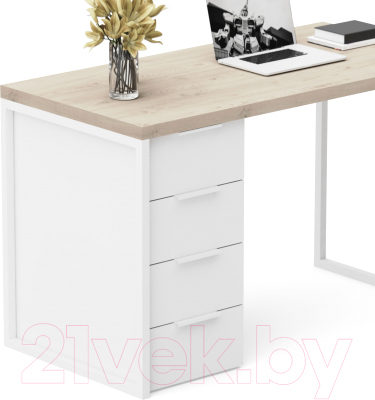 Письменный стол Crafto Кихот Лофт 04 120x60x75 (белый/каштан)