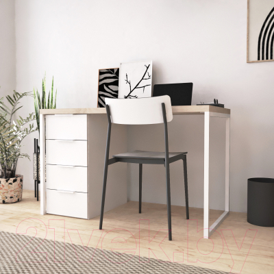 Письменный стол Crafto Кихот Лофт 04 120x60x75 (белый/каштан)