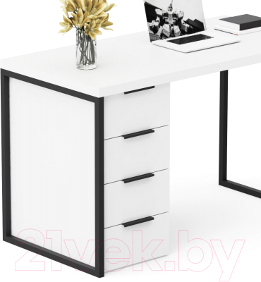 Письменный стол Crafto Кихот Лофт 05 120x60x75 (белый/черный)