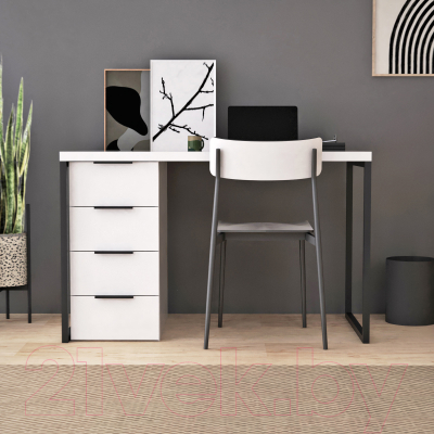 Письменный стол Crafto Кихот Лофт 05 120x60x75 (белый/черный)