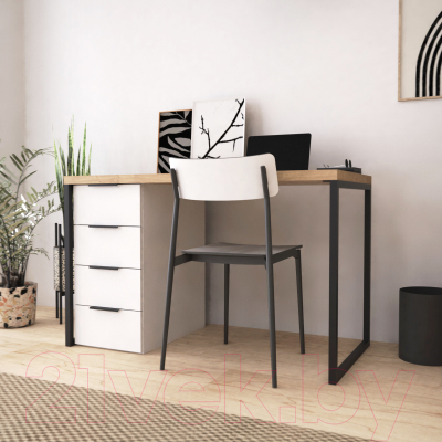 Письменный стол Crafto Кихот Лофт 07 120x60x75 (белый/черный /дуб)