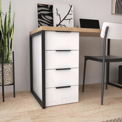 Письменный стол Crafto Кихот Лофт 07 120x60x75 (белый/черный /дуб)