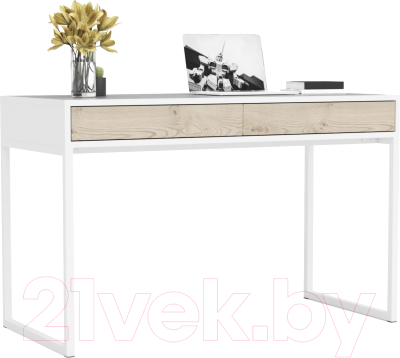 Письменный стол Crafto Лорди Лофт 04 120x60x80 (белый/каштан) - фото