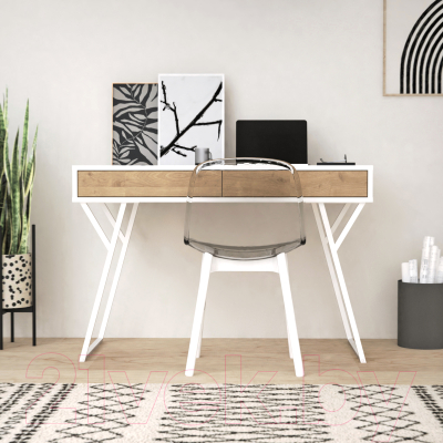 Письменный стол Crafto Лорд Лофт 01 120x60x78 (белый/дуб)