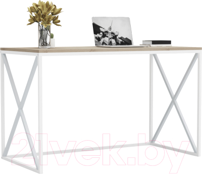 Письменный стол Crafto Модерн Лофт 06 120x60x75 (белый/каштан) - фото