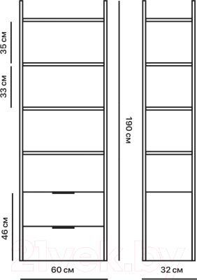 Стеллаж Crafto Квентин Мини Лофт 01 60x32x190