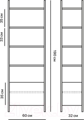 Стеллаж Crafto Бонд Мини Лофт 01 60x32x190