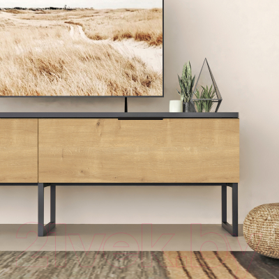 Тумба Crafto Рокки 01 150x38x47 (графит/дуб)