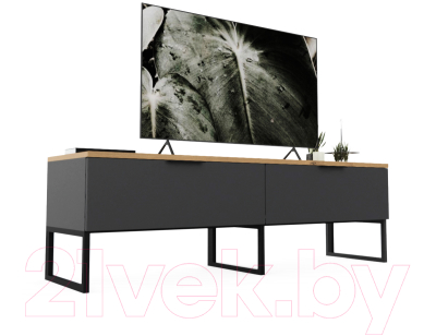 Тумба Crafto Рокки 02 150x38x47 (черный/дуб)